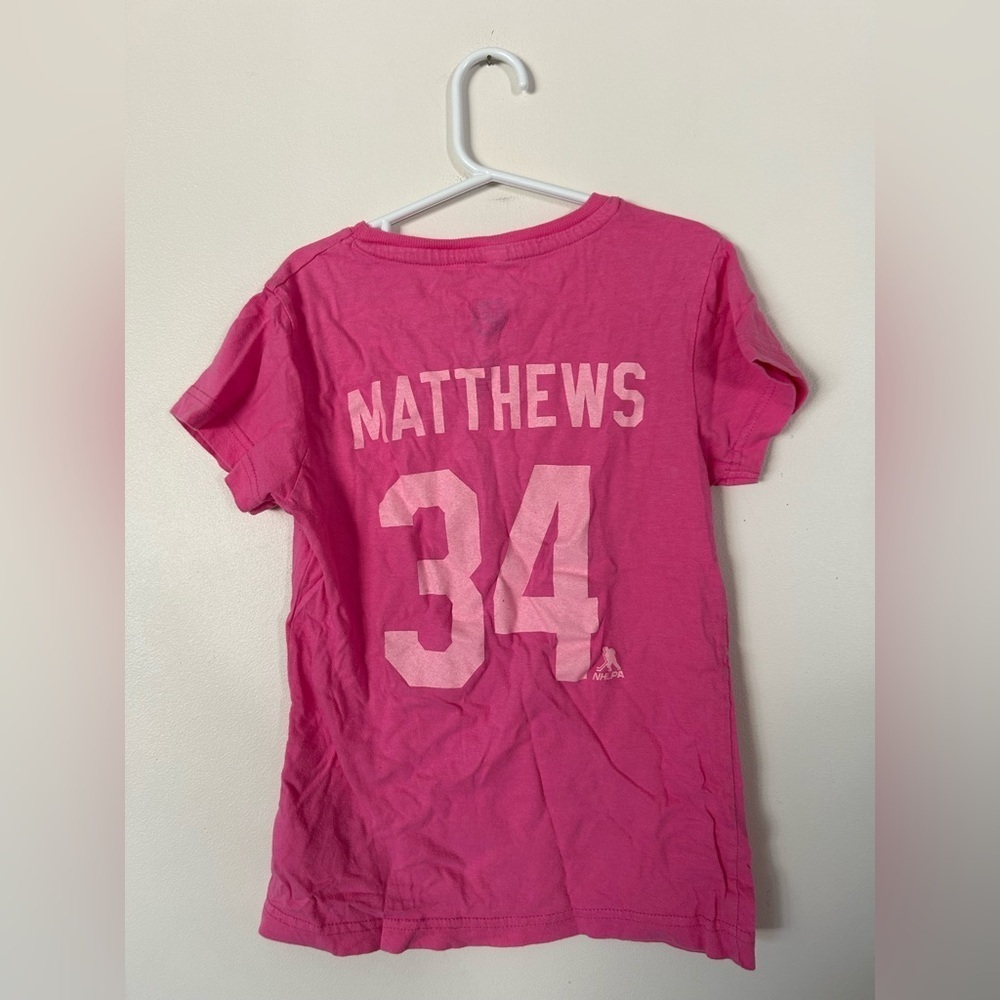 NHL Toronto Maple Leafs Kids Pink T-Shirt Matthews Size Large - Picture 6 of 6